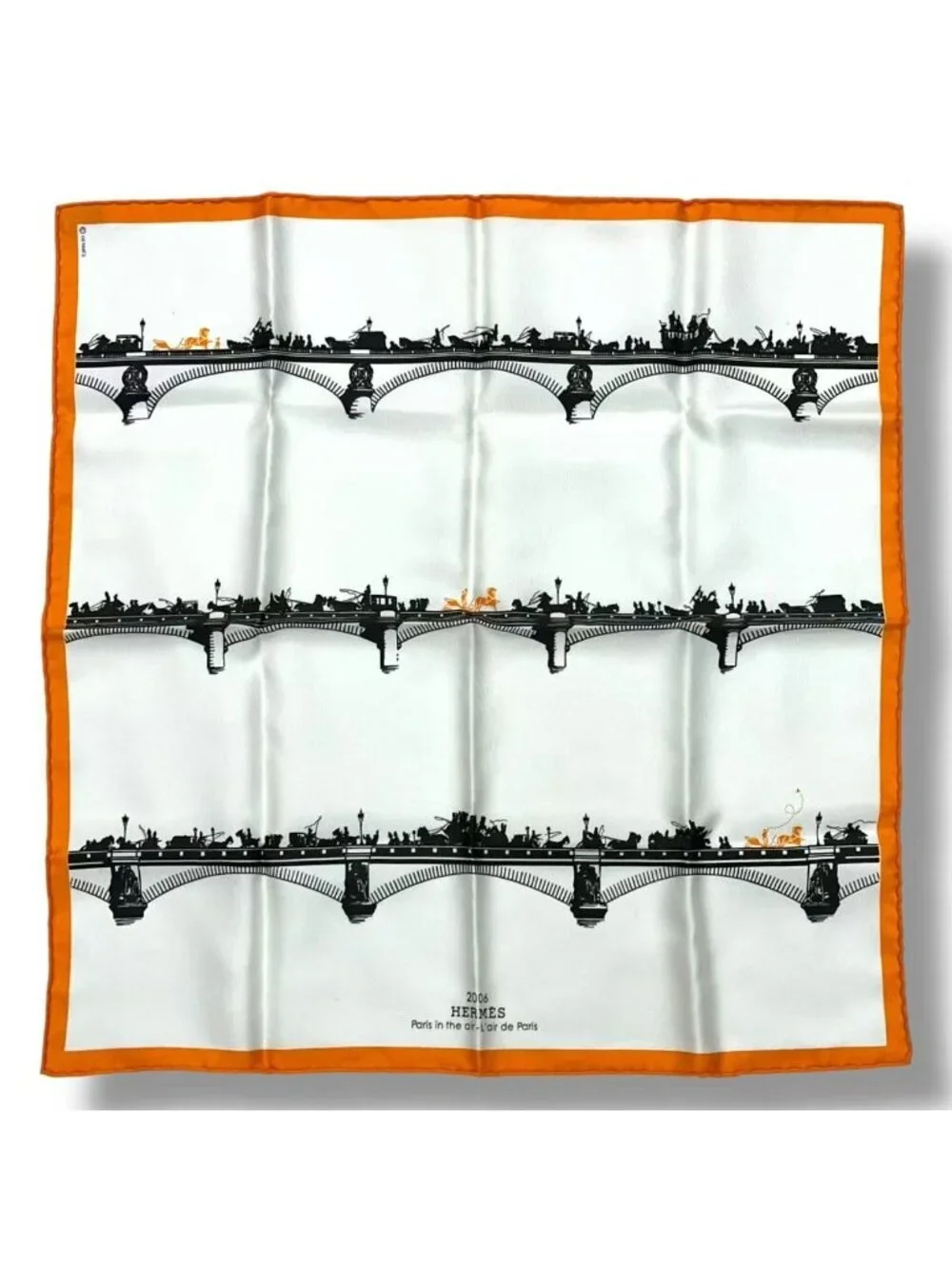 Hermes Scarf Silk Gavroche Paris Air Orange